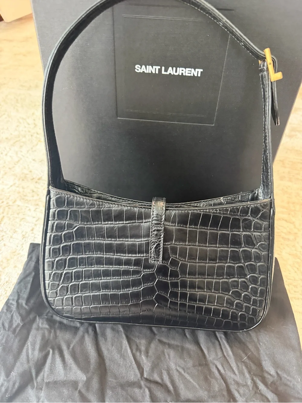 Saint Laurent 5A7 crocodile-effect shoulder bag